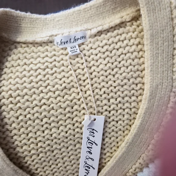 For Love & Lemons Pastel Colorblock Knit Cardigan - Yellow, Mint & Lilac - Picture 3 of 3